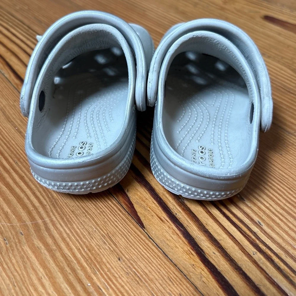 Crocs Classic Clog Kids Silver Metallic Sparkle Jibbitz Charms SIZE C8